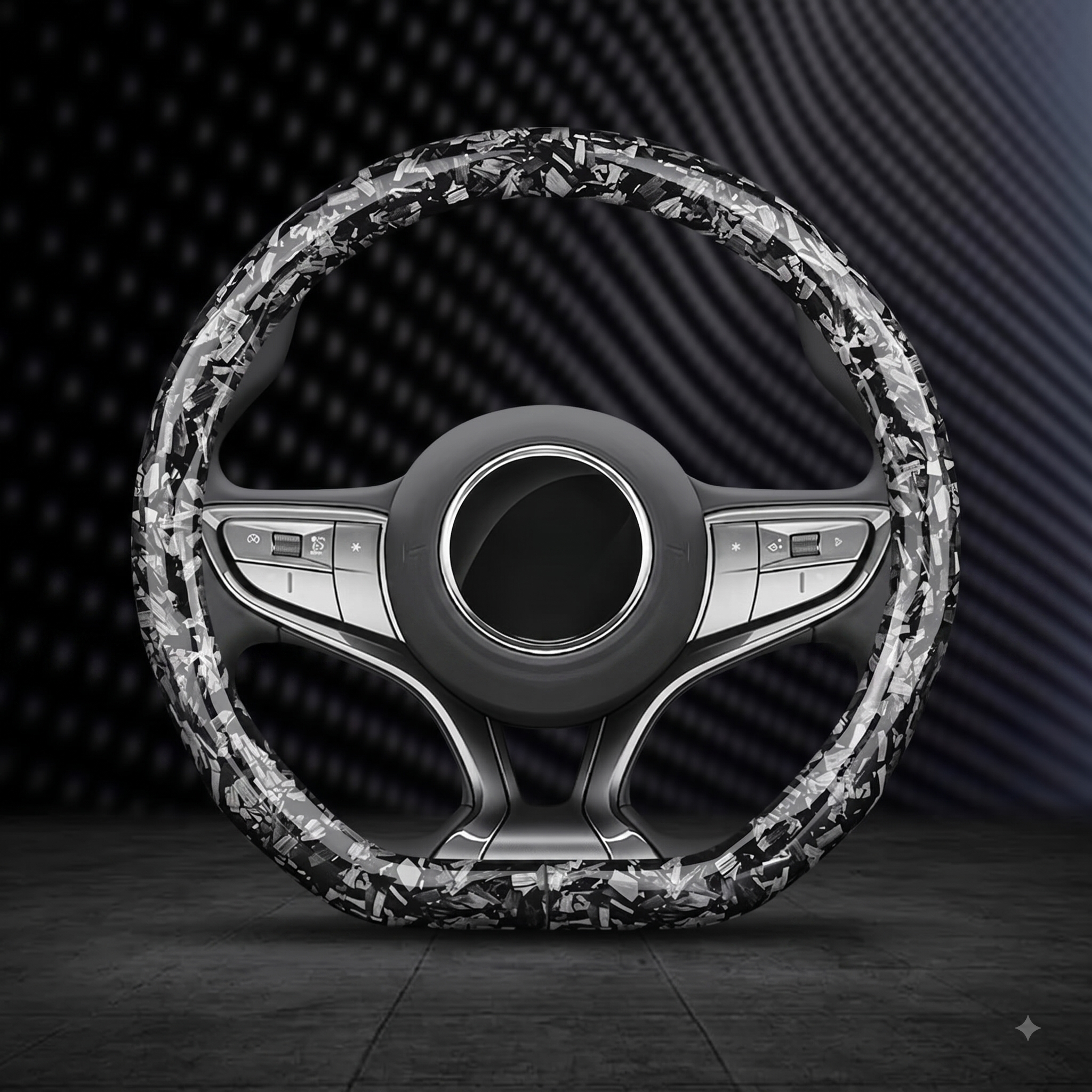 Floral Carbon Fiber Steering Wheel Cover – Washable O/D Shape 37–38CM Non-Slip Grip - Delicate Leather