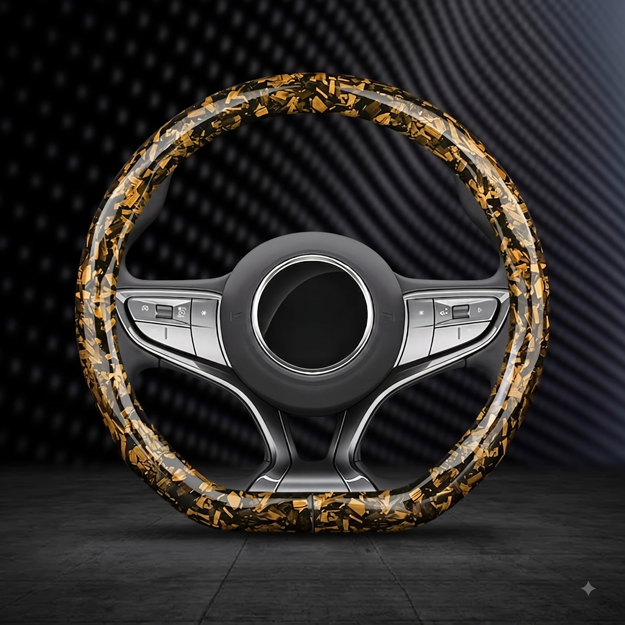 Floral Carbon Fiber Steering Wheel Cover – Washable O/D Shape 37–38CM Non-Slip Grip - Delicate Leather