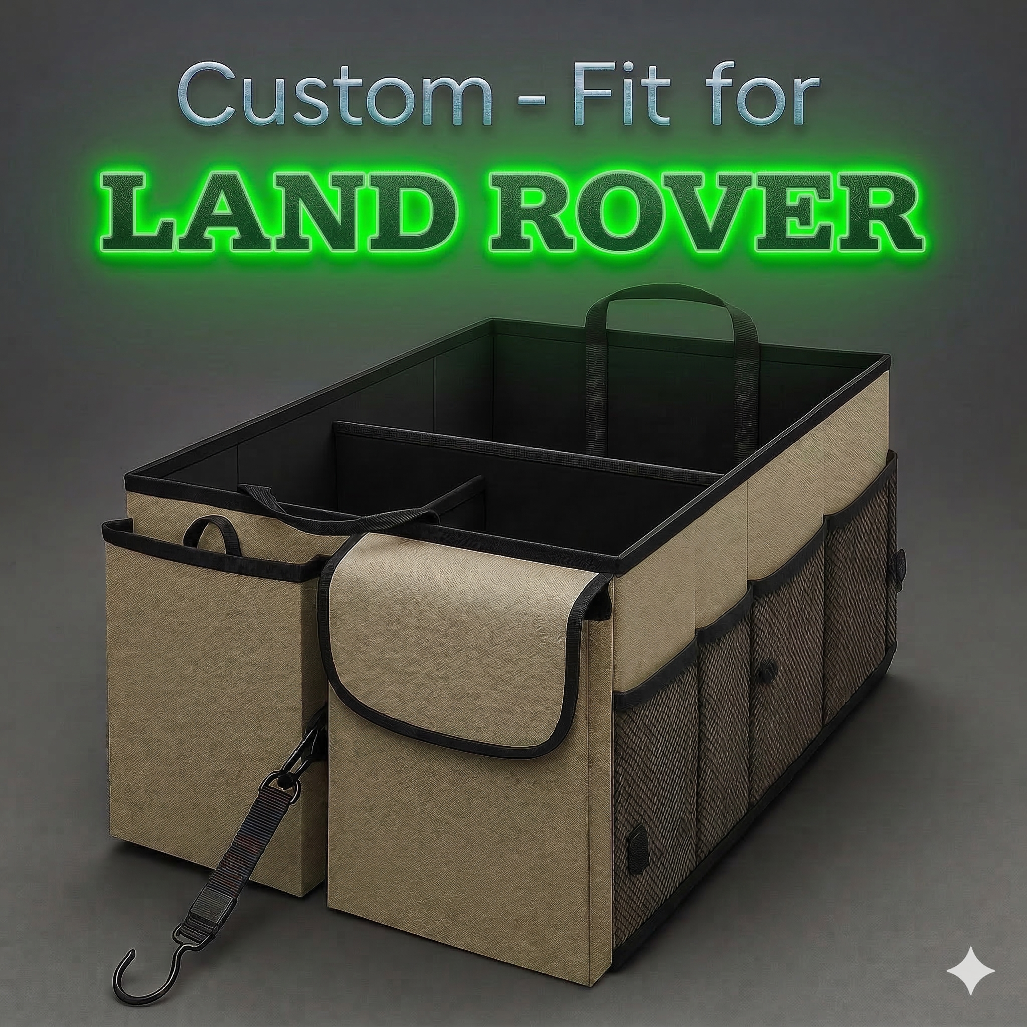 Car Trunk Organizer - Collapsible, Custom fit for All Cars, Multi-Compartment Automotive SUV Car Organizer for Storage w/ Adjustable Straps - Car Accessories for Women and Men LR12993 - Delicate Leather  