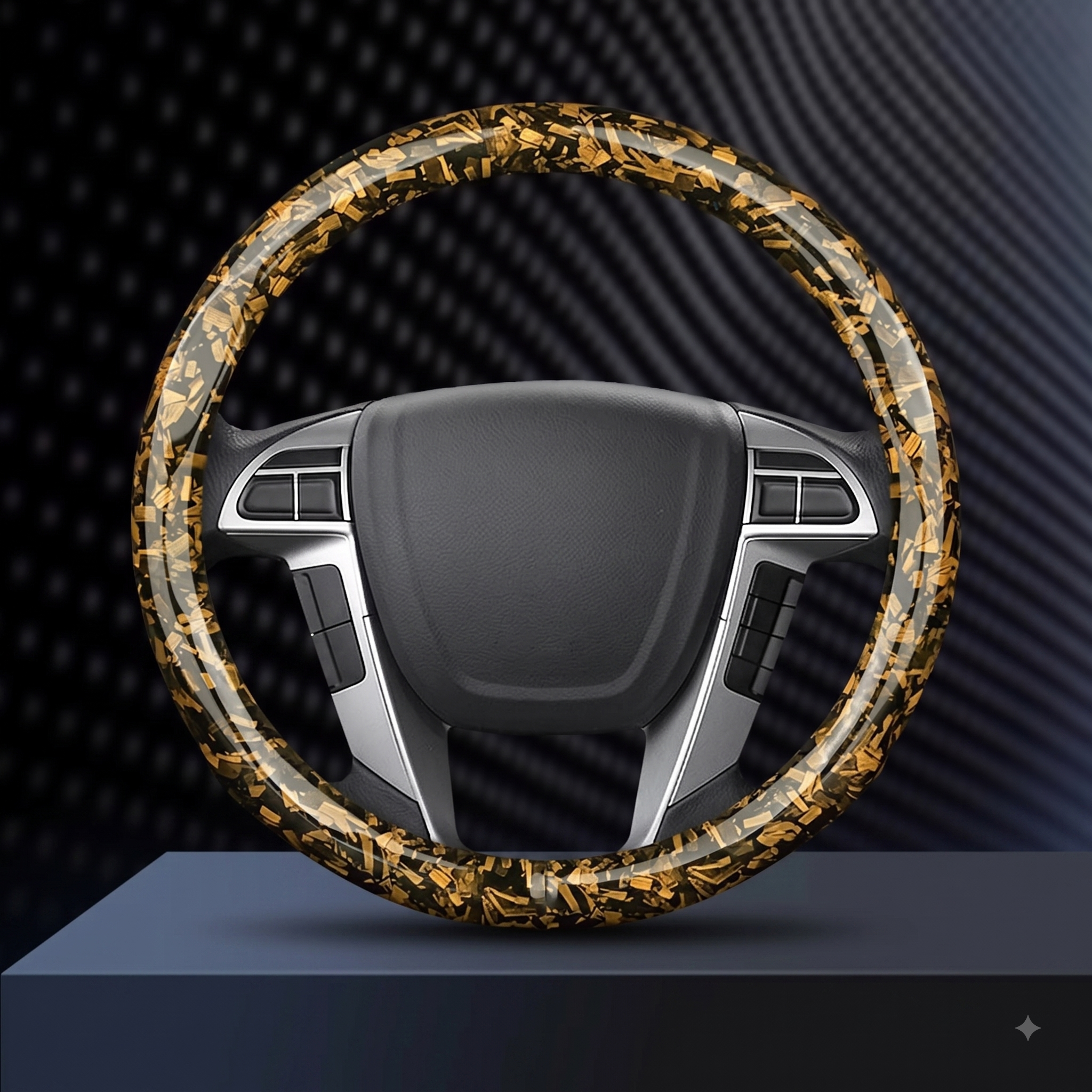 Floral Carbon Fiber Steering Wheel Cover – Washable O/D Shape 37–38CM Non-Slip Grip - Delicate Leather