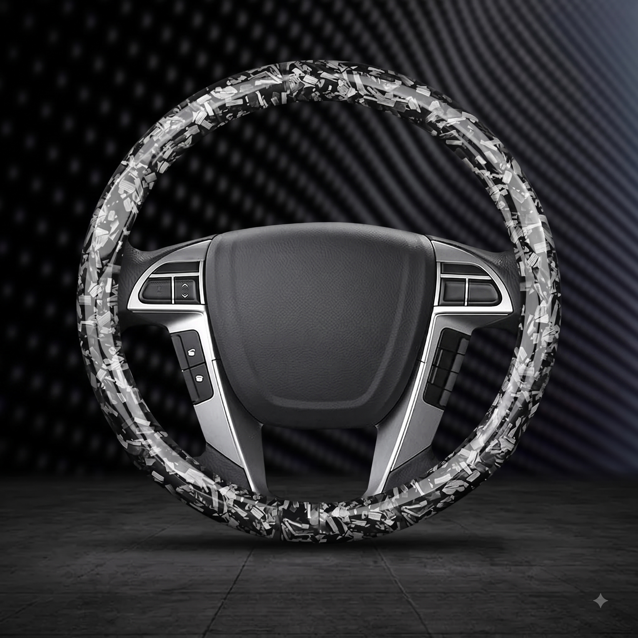 Floral Carbon Fiber Steering Wheel Cover – Washable O/D Shape 37–38CM Non-Slip Grip - Delicate Leather