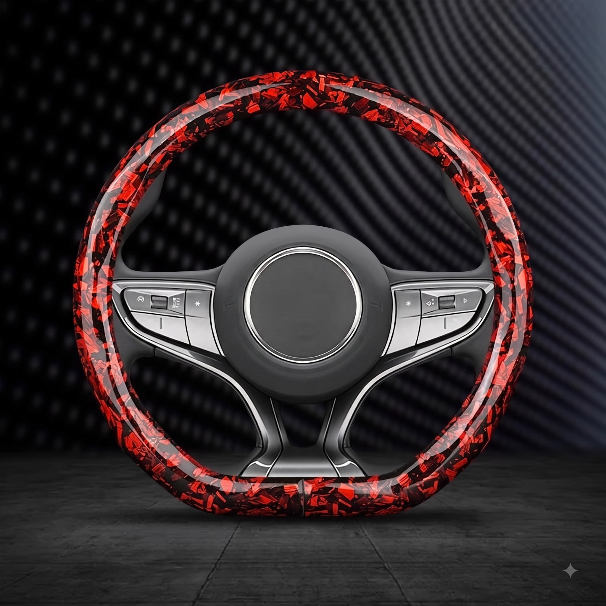 Floral Carbon Fiber Steering Wheel Cover – Washable O/D Shape 37–38CM Non-Slip Grip - Delicate Leather