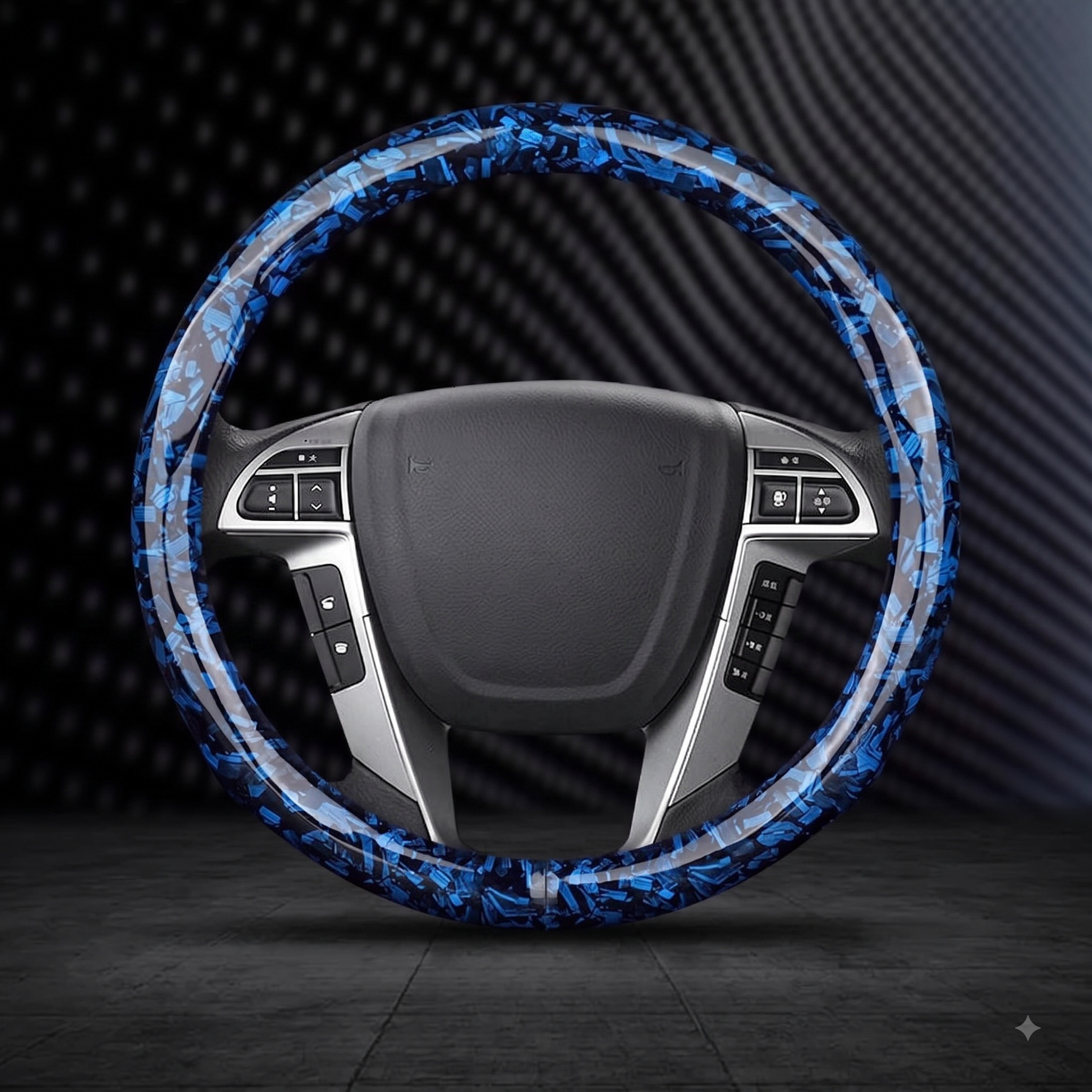 Floral Carbon Fiber Steering Wheel Cover – Washable O/D Shape 37–38CM Non-Slip Grip - Delicate Leather