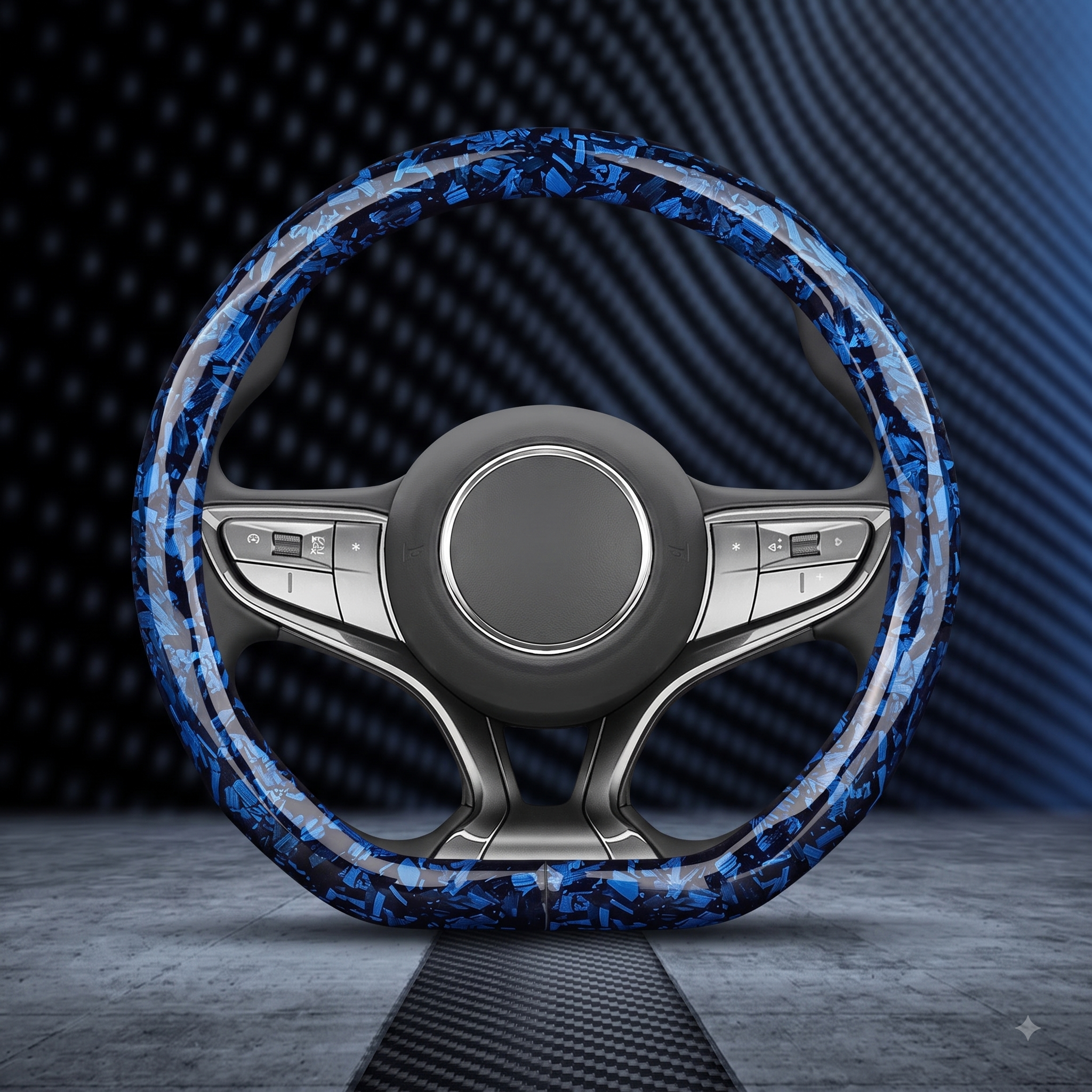 Floral Carbon Fiber Steering Wheel Cover – Washable O/D Shape 37–38CM Non-Slip Grip - Delicate Leather