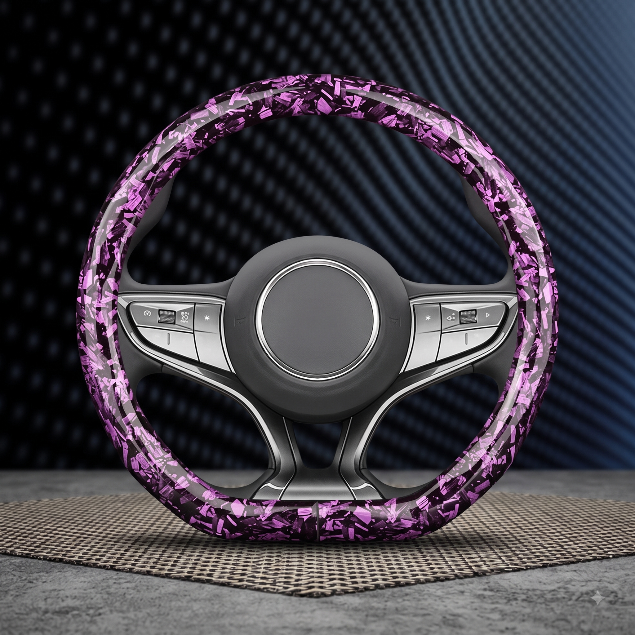 Floral Carbon Fiber Steering Wheel Cover – Washable O/D Shape 37–38CM Non-Slip Grip - Delicate Leather
