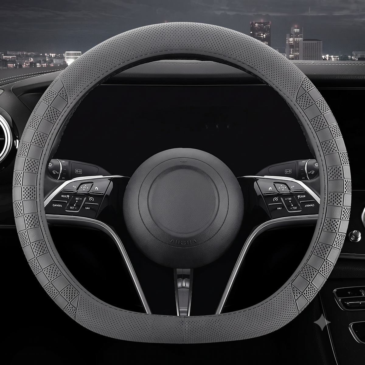Genuine Leather Steering Wheel Cover – Universal 37–38CM Breathable Non-Slip Grip - Delicate Leather