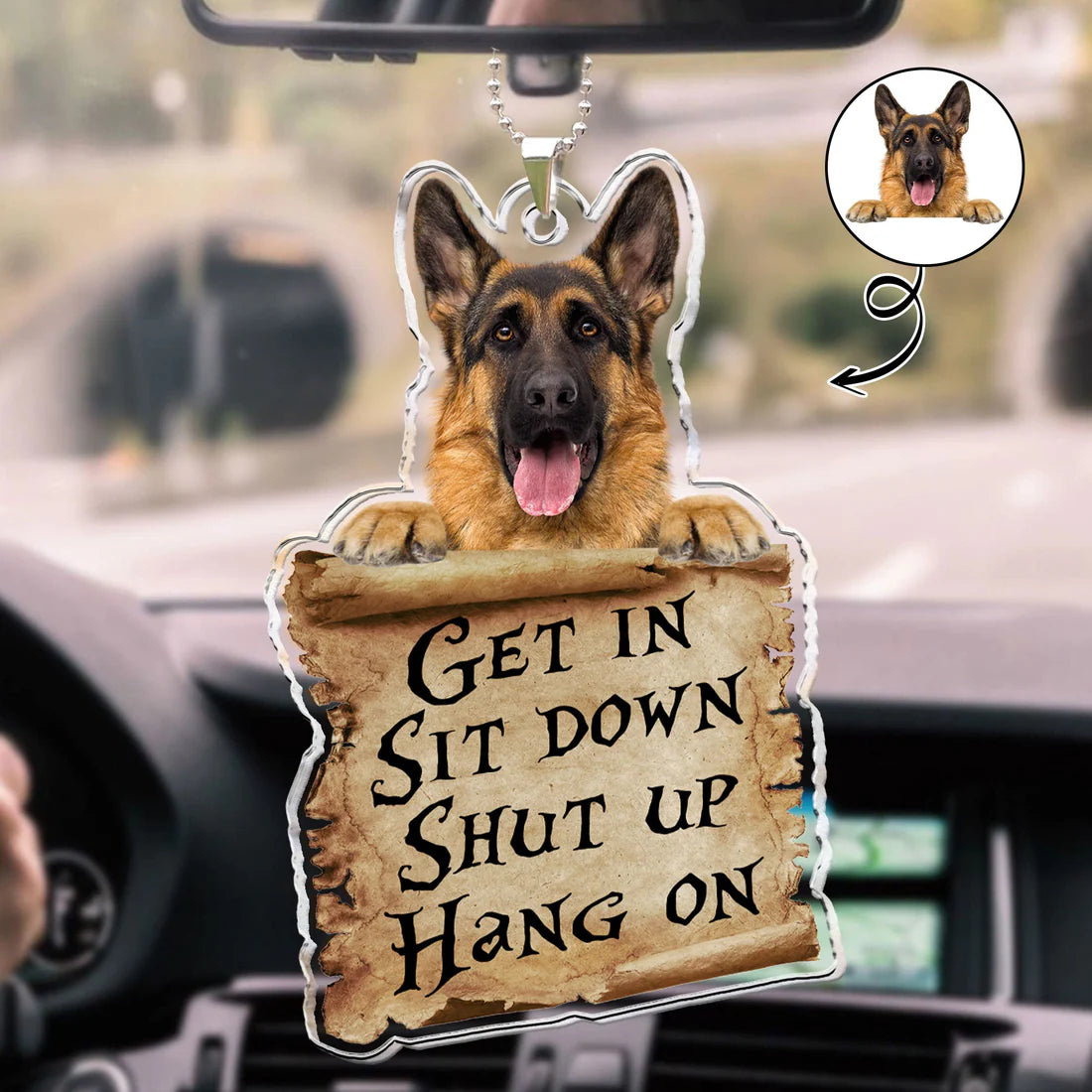 Personalized Car Photo Ornament - "Get In, Sit Down, Shut Up, Hang On"