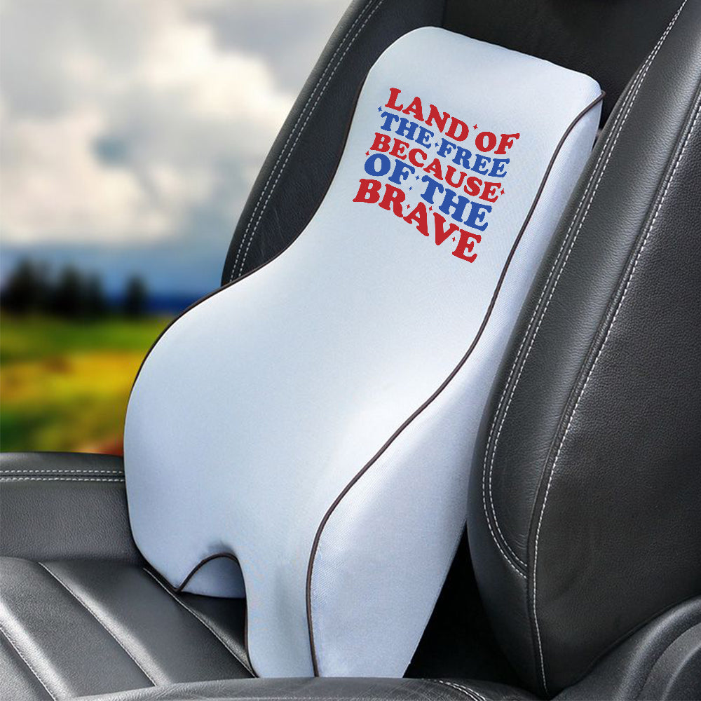 Land Of The Free, Because Of Brave Lumbar Support Cushion for Car and Headrest Neck Pillow Kit, Custom For Cars, Ergonomically Design for Car Seat, Car Accessories, Retro 4th of July 02