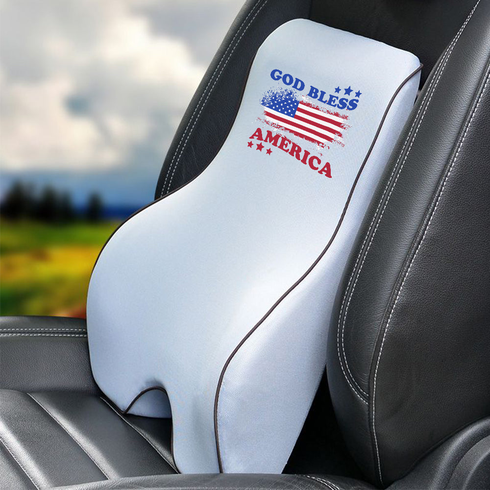 God Bless America Lumbar Support Cushion for Car and Headrest Neck Pillow Kit, Custom For Cars, Ergonomically Design for Car Seat, Car Accessories, 4th of July 09