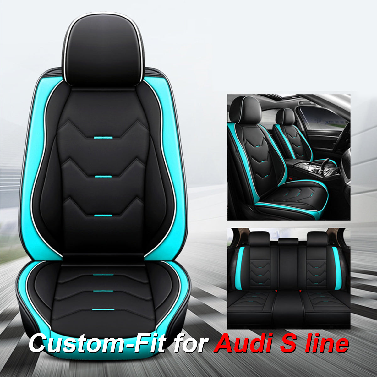 2 Leather Car Seat Covers 5 Seats Full Set, Custom-fit for Car, Fit Sedan SUV Truck Vans Leatherette Automotive Seat Cushion Protector Universal Fit DLVE250