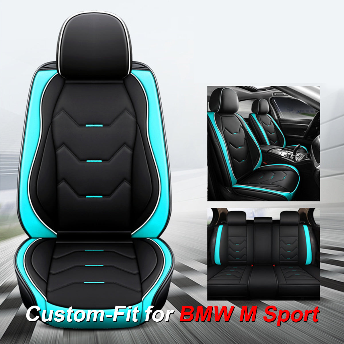 2 Leather Car Seat Covers 5 Seats Full Set, Custom-fit for Car, Fit Sedan SUV Truck Vans Leatherette Automotive Seat Cushion Protector Universal Fit DLKO250