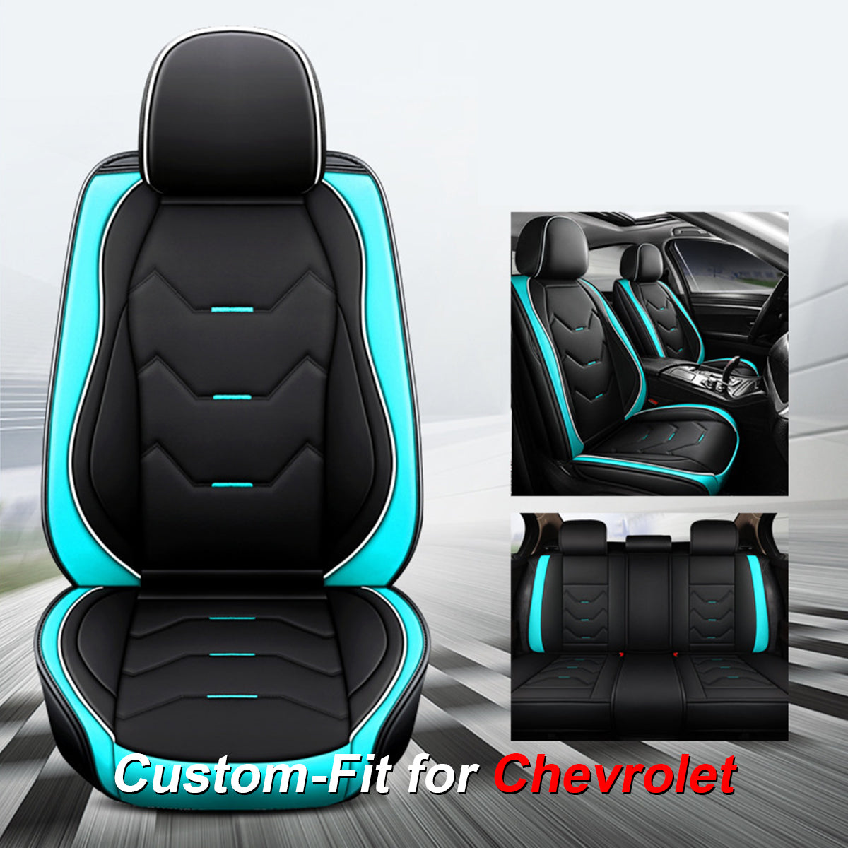 2 Leather Car Seat Covers 5 Seats Full Set, Custom-fit for Car, Fit Sedan SUV Truck Vans Leatherette Automotive Seat Cushion Protector Universal Fit DLCH250