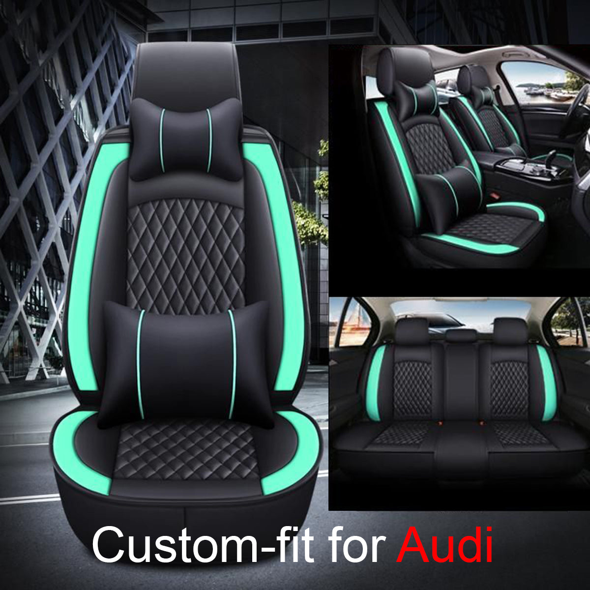 2 Car Seat Covers Full Set, Custom-Fit For Car, Waterproof Leather Front Rear Seat Automotive Protection Cushions, Car Accessories DLRA211