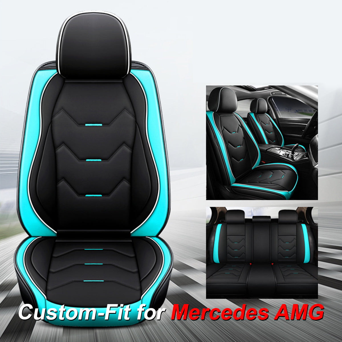 2 Leather Car Seat Covers 5 Seats Full Set, Custom-fit for Car, Fit Sedan SUV Truck Vans Leatherette Automotive Seat Cushion Protector Universal Fit DLLM250