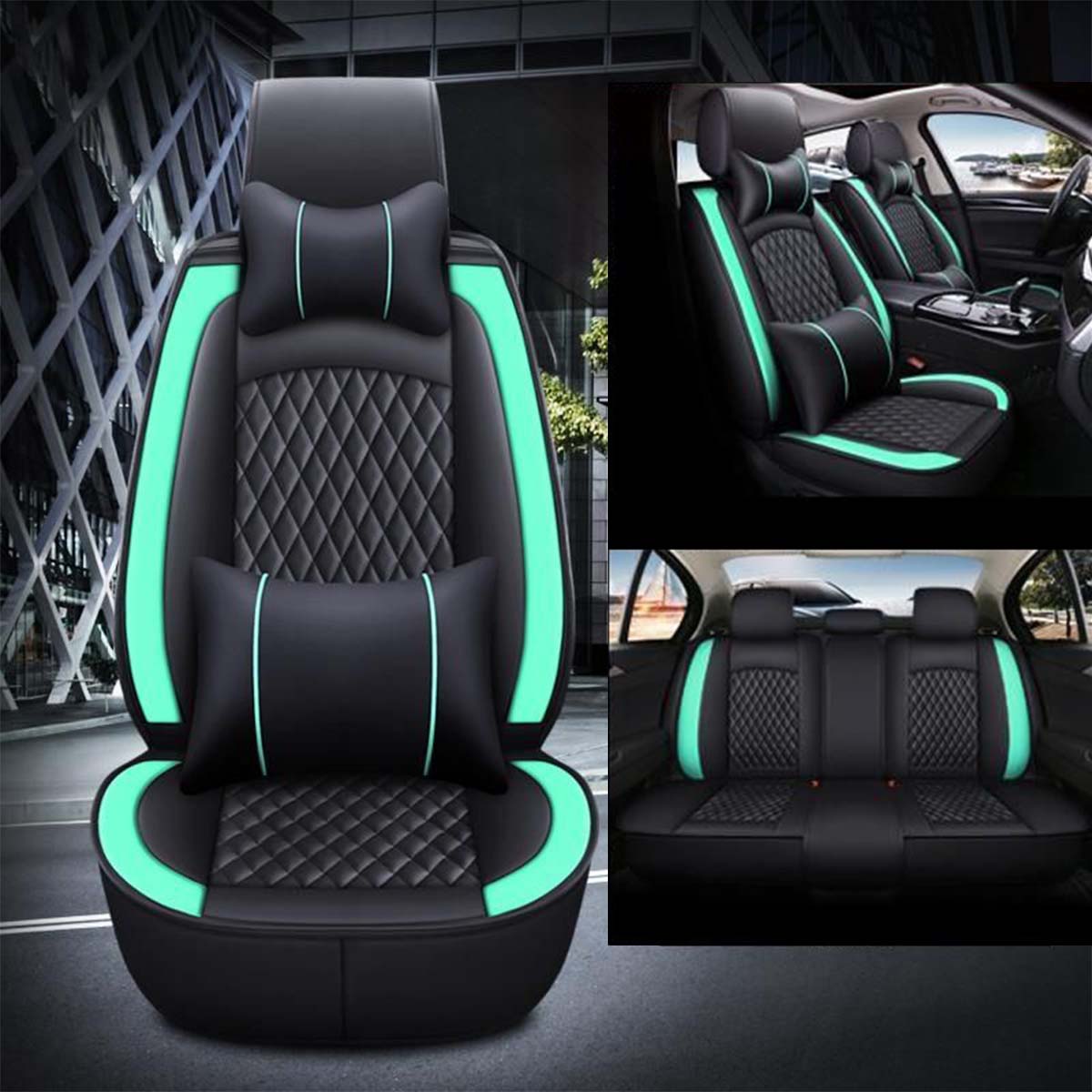 2 Car Seat Covers Full Set, Custom-Fit For Car, Waterproof Leather Front Rear Seat Automotive Protection Cushions, Car Accessories DLTS211
