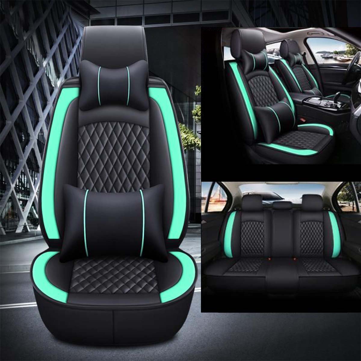 2 Car Seat Covers Full Set, Custom-Fit For Car, Waterproof Leather Front Rear Seat Automotive Protection Cushions, Car Accessories DLHA211