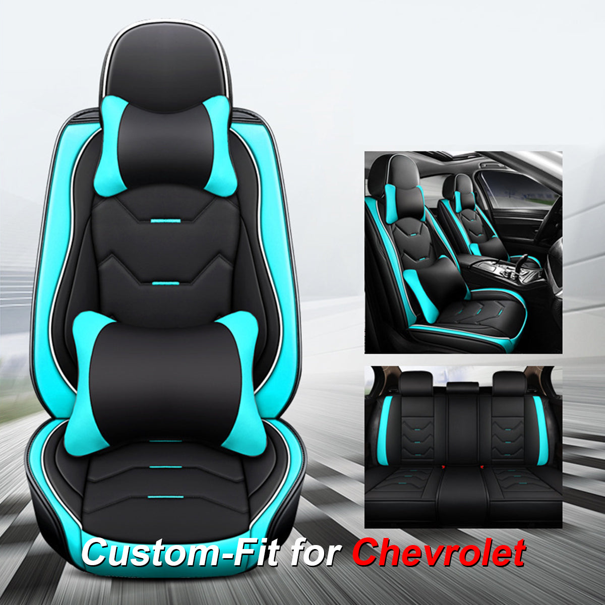 2 Leather Car Seat Covers 5 Seats Full Set, Custom-fit for Car, Fit Sedan SUV Truck Vans Leatherette Automotive Seat Cushion Protector Universal Fit DLCH250