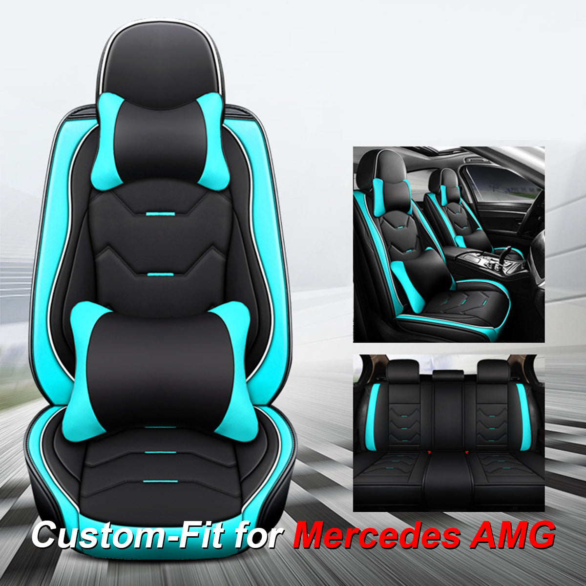 2 Leather Car Seat Covers 5 Seats Full Set, Custom-fit for Car, Fit Sedan SUV Truck Vans Leatherette Automotive Seat Cushion Protector Universal Fit DLLM250