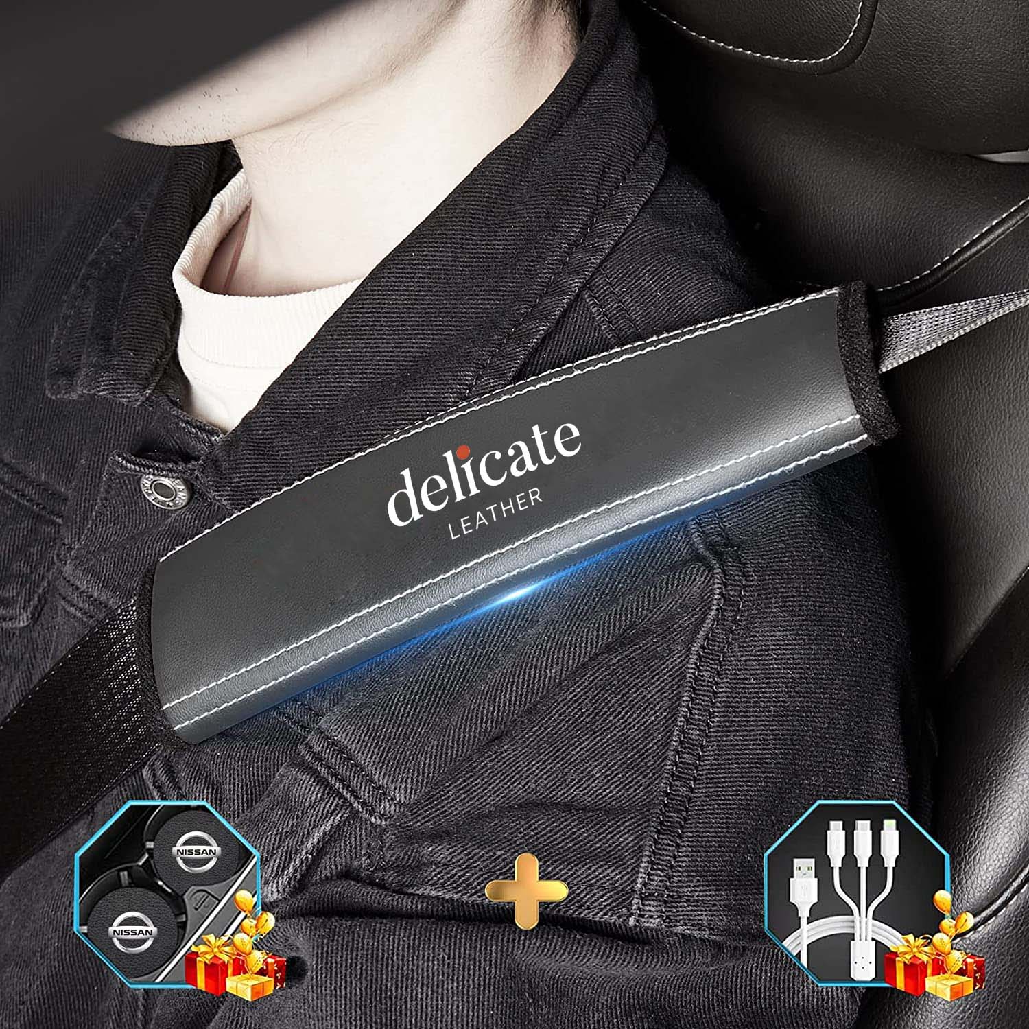 Delicate Leather Car Seat Belt Cover: Enhance Comfort and Safety on Your Drives