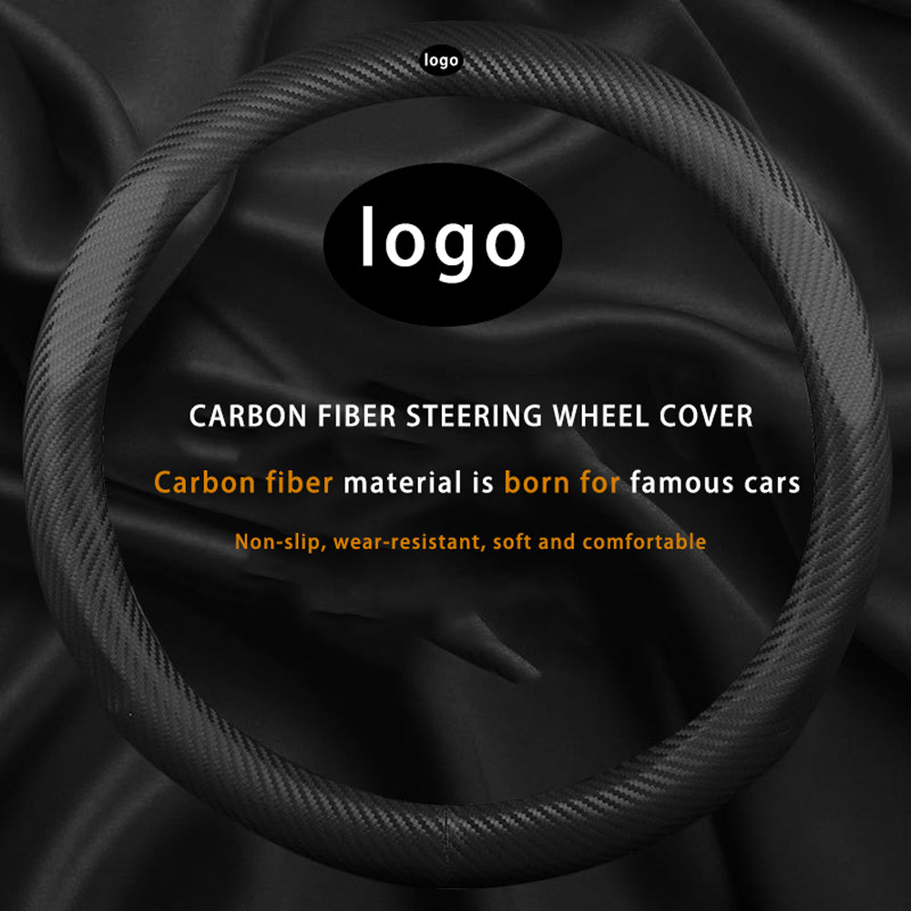 Luxury Business Car Steering Wheel Cover - Carbon Fiber Design, Universal Fit