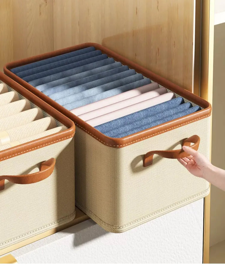 Wardrobe Clothes and Pants Storage Box: The Ultimate Household Organizer for Neatly Storing Jeans and Clothing Layers - Delicate Leather