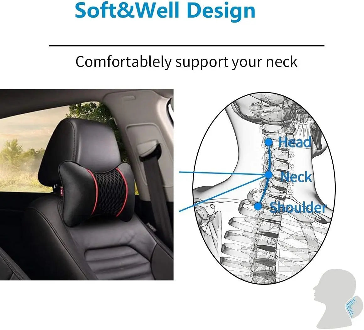 Universal Soft Breathable Leather Car Neck Pillow Set: Enhance Driving Comfort with Comfortable Head and Neck Support - Delicate Leather