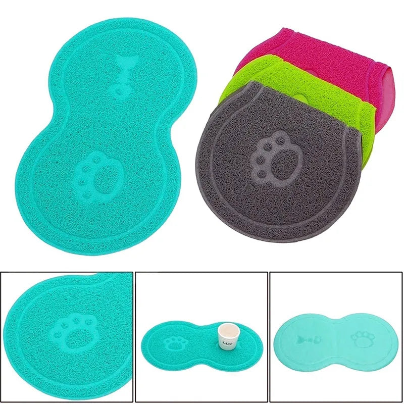 Pet Feeding Mat Dog Cat Eating Drinking Bowl Pad Waterproof Pet Litter Mat Puppy Water Food Dish Tray PVC Feed Placemat for Pet - Delicate Leather