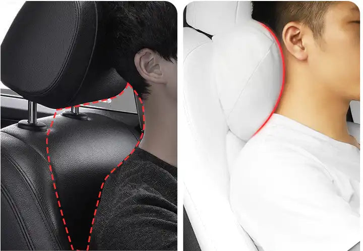 Premium Nappa Leather Car Neck Pillow for Enhanced Comfort and Lumbar Support - Delicate Leather