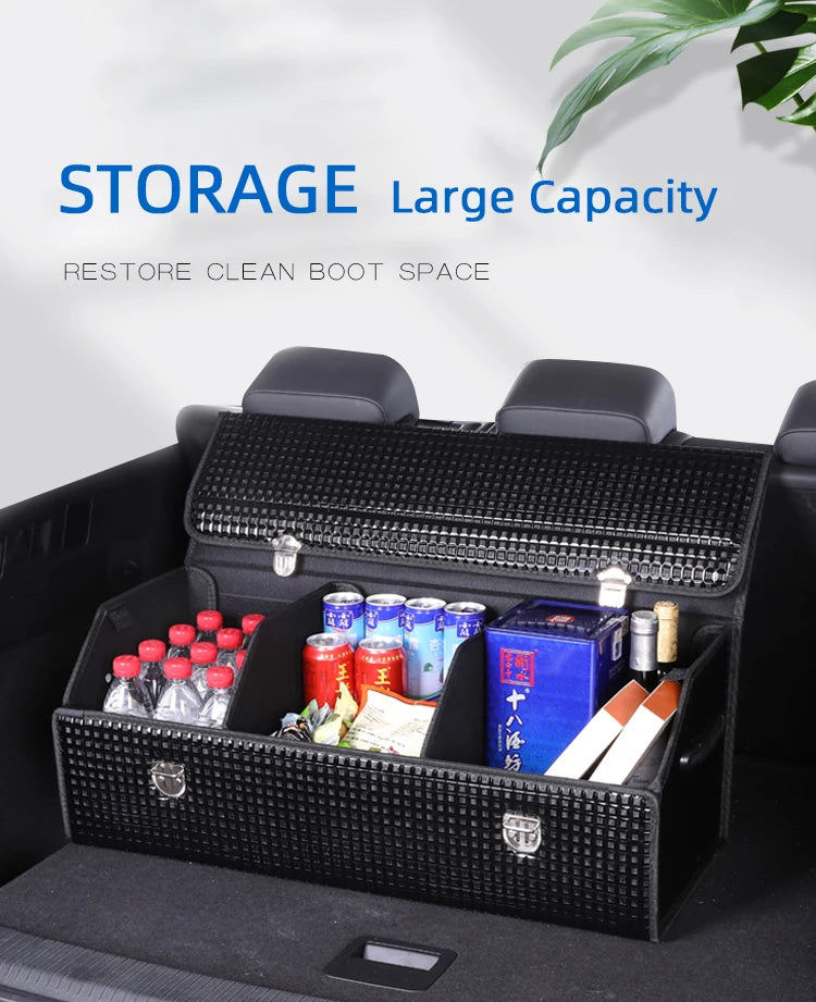 Durable and Premium Foldable Waterproof Cargo Storage Box for Car, Designed for Organized Trunk Space - Ideal Car Accessory for Women - Delicate Leather