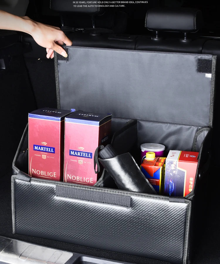 Customizable Detachable Folding Leather Car Trunk Organizer - Spacious Storage Solution - Delicate Leather