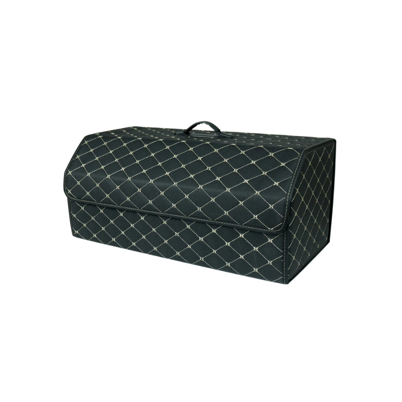 Spacious and Versatile Polyester Car Trunk Organizer: A Folding Multifunctional Storage Solution for Your Vehicle's Trunk - Delicate Leather