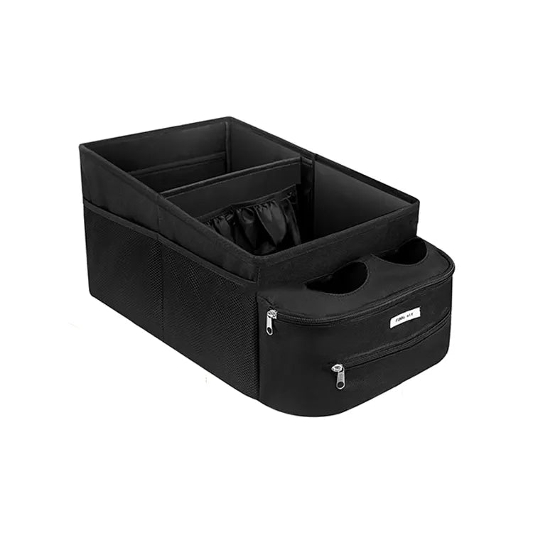Premium Car Seat Organizer with Cup Holders - Durable and Versatile Storage Solution - Delicate Leather