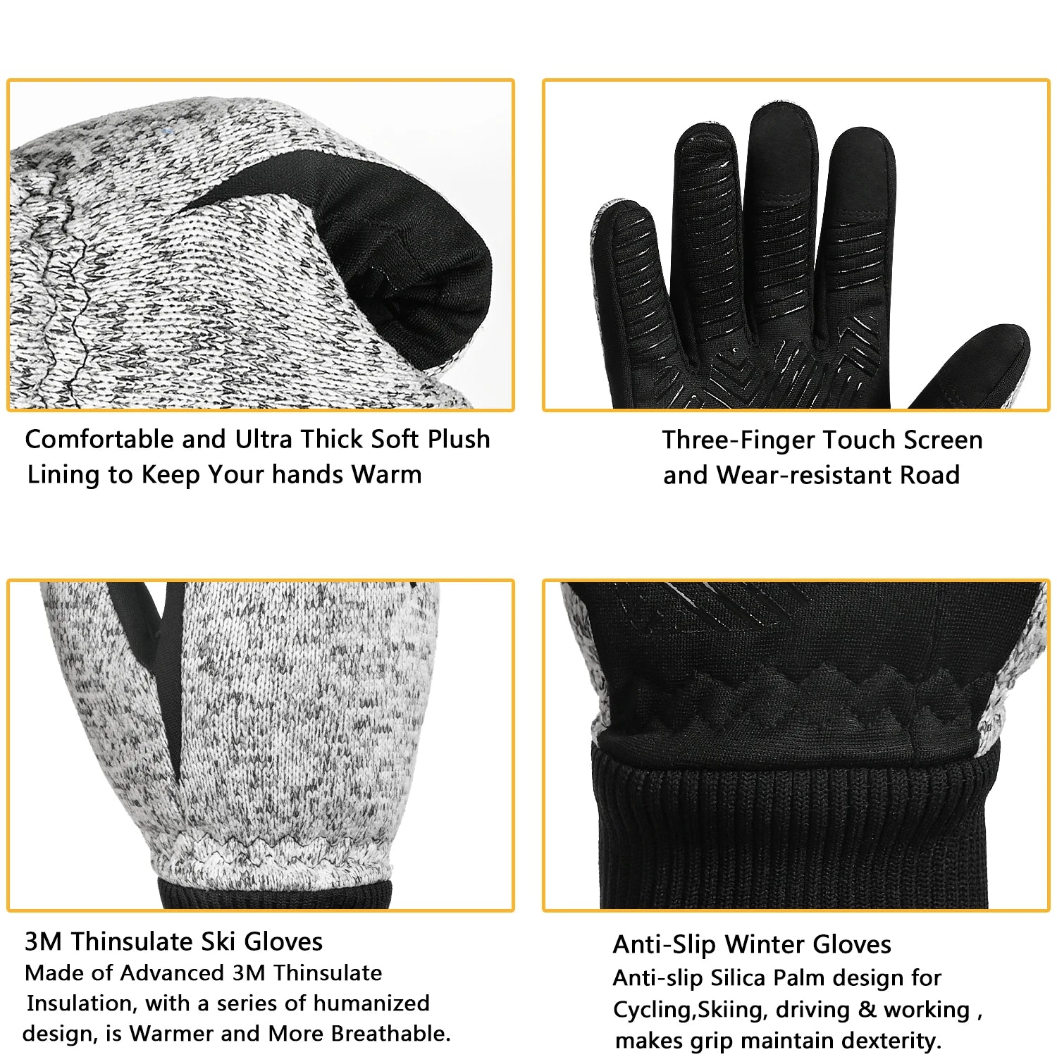 -10℃ Winter Gloves 3M Thinsulate Warm Thermal Touchscreen Bike Gloves