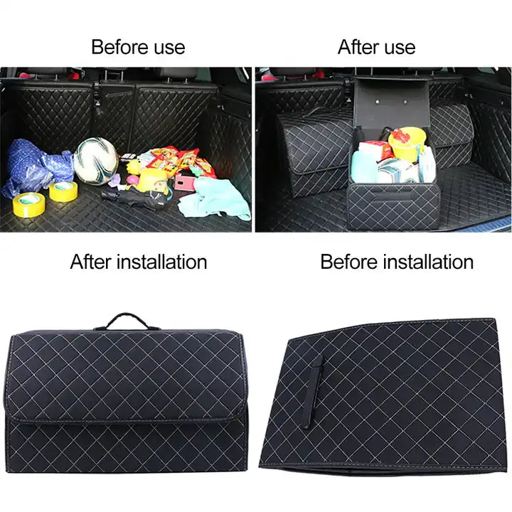 Big Trunk Organizer, Cargo Organizer SUV Trunk Storage Waterproof Collapsible Durable Multi Compartments LE12994 - Delicate Leather