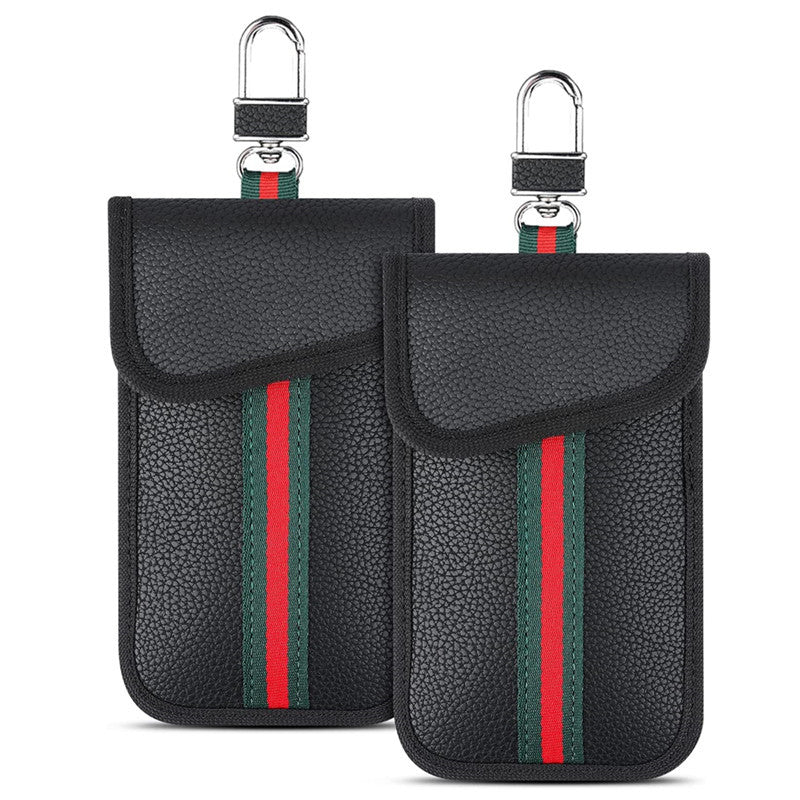 2 Pack Car Key Case Protector - PU Leather Key Wallet Faraday Pouch Anti-Theft Bag