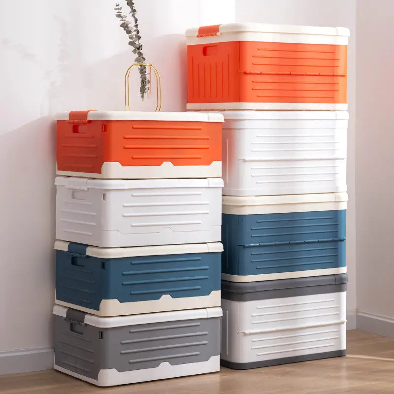 Professional Collapsible Storage Bin with Stackable Utility Design - Delicate Leather