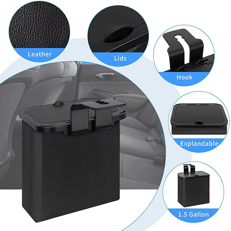 Waterproof Car Trash Can Garbage Bag with Storage Pockets