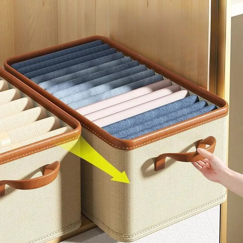 Wardrobe Clothes and Pants Storage Box: The Ultimate Household Organizer for Neatly Storing Jeans and Clothing Layers - Delicate Leather