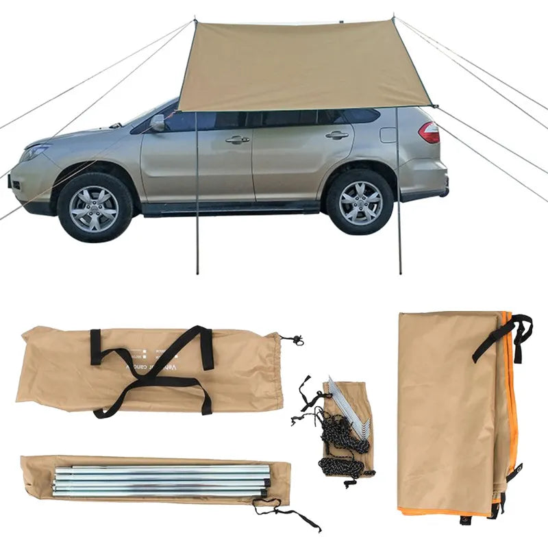 150/200/440CM Car Camping Shelter Shade Portable Roof Top Tent Awning Waterproof UV SUV Rooftop Rain Canopy Car Accessories