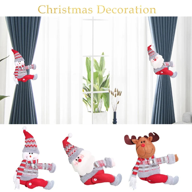 Christmas Curtain Holder Santa Elk Cristmas Ornaments Merry Christmas Decorations For Home Xmas Gifts Noel Navidad 2023 New Year - Delicate Leather