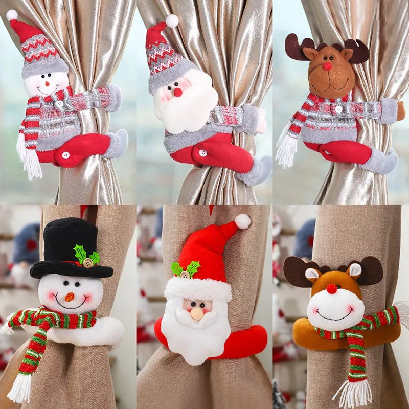 Christmas Curtain Holder Santa Elk Cristmas Ornaments Merry Christmas Decorations For Home Xmas Gifts Noel Navidad 2023 New Year - Delicate Leather