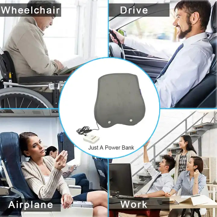 USB-Powered 5V Cooling Lumbar Cushion with Integrated Fans for Car and Indoor Use - Delicate Leather