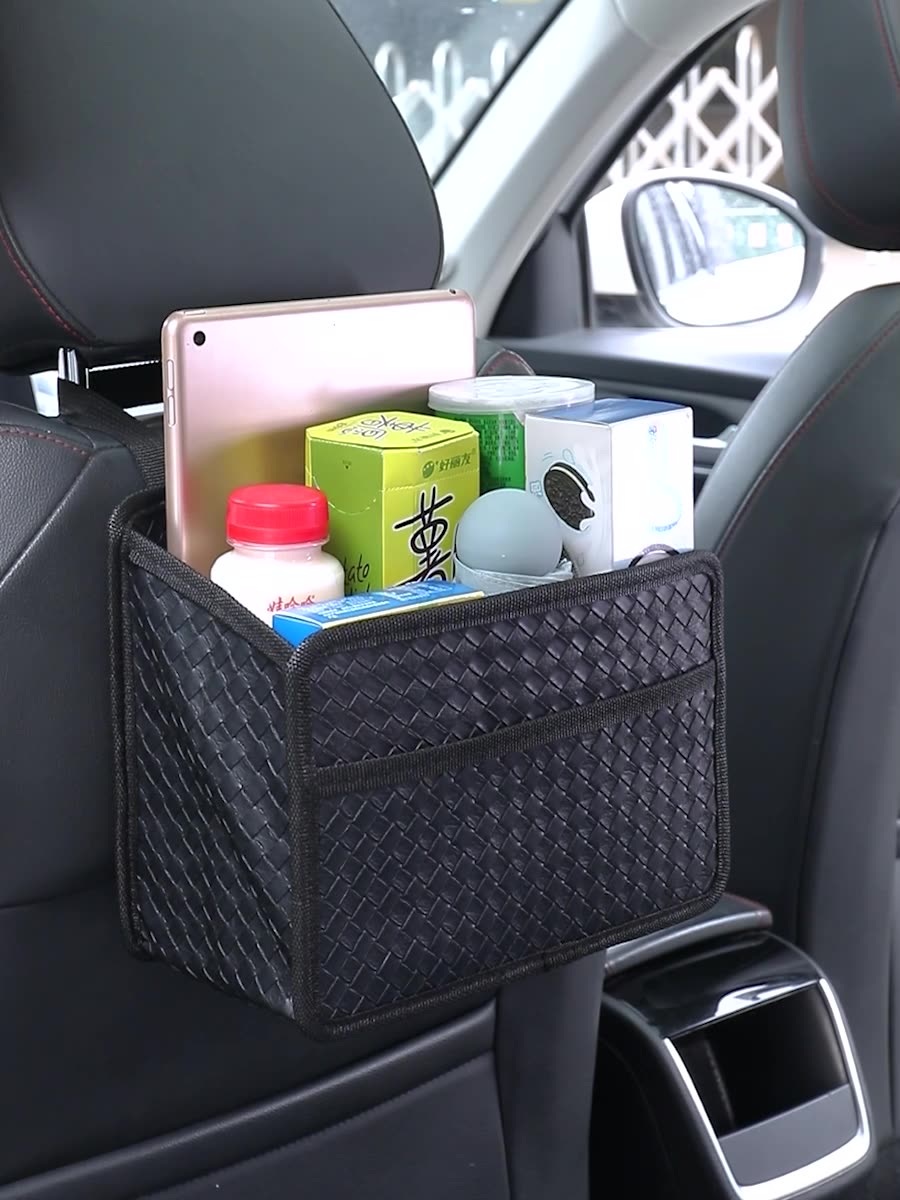 Upgraded Car Seat Back Organizer - Leather Backseat Organizer with Cup Holders, Universal Hanging Car Seat Organizer, Custom Fit For Your Cars