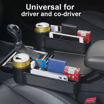 Car Accessories, Small Cup Holder & Multifunctional Detachable Seat Gap Filler - Organizer for Driver and Co-Driver Front Seats Custom For All Cars