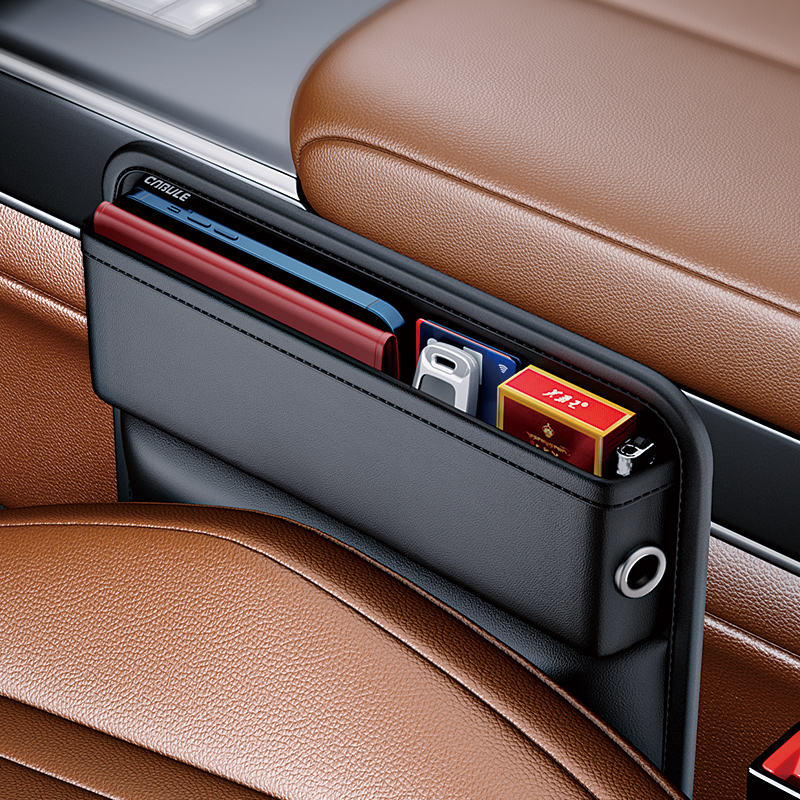 Auto Interior Accessories: Universal Leather Car Seat Gap Filler Organizer, Custom For All Cars, Multifunctional Pu Leather Console Side Pocket Organizer