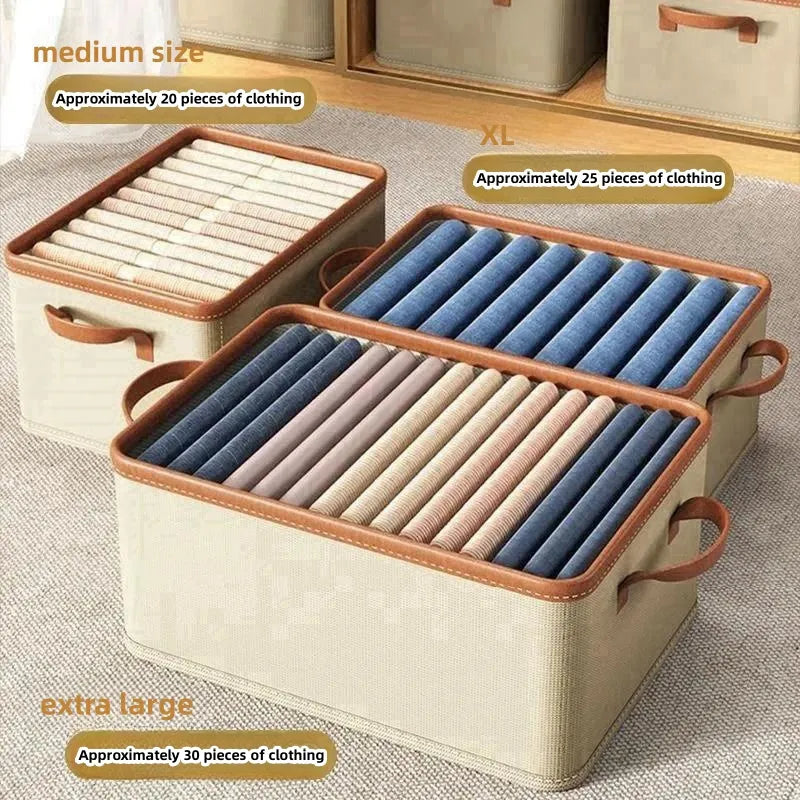 Wardrobe Clothes and Pants Storage Box: The Ultimate Household Organizer for Neatly Storing Jeans and Clothing Layers - Delicate Leather