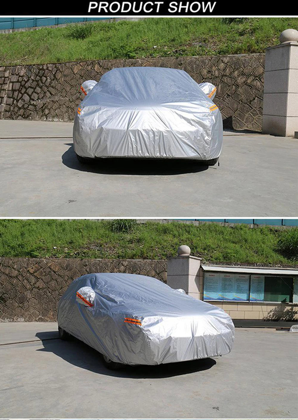 Waterproof Car Covers - Outdoor Sun Protection for Car, Reflector Dust Rain Snow Protection for SUV, Sedan, Hatchback