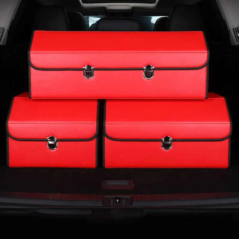 Car Press Type Invisible, Cargo Organizer SUV Trunk Storage Waterproof Collapsible Durable Multi Compartments - Delicate Leather