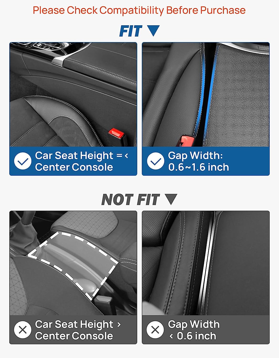 PU Leather Car Seat Gap Filler Storage Organizer - Anti-Drop Car Seam Plugs for Side Seat, Custom For All Cars