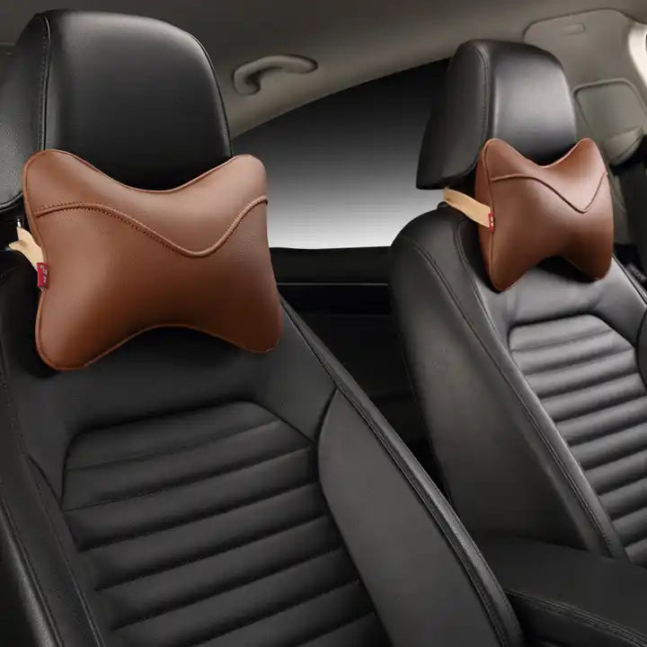 Universal PU Leather Car Headrest Pillow with PP Cotton Filling: Enhance Your Car's Seating Comfort - Delicate Leather